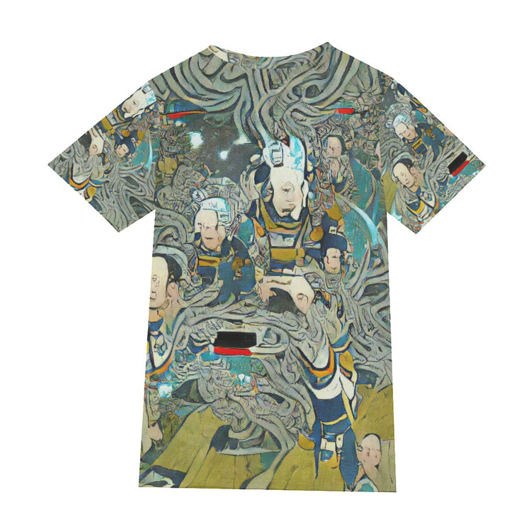 Cybernetic Warriors in Ukiyo-e T-Shirt | Cotton