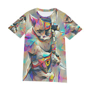 Philosophical Cat Warrior T-Shirt | Cotton