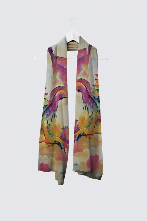 Crane Fighting Dragon in the East Vivienne Scarf